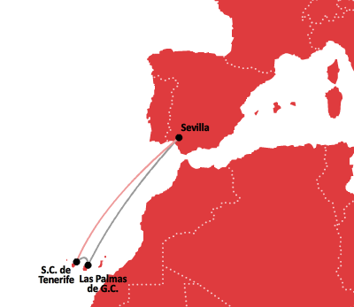 La cuarta ruta es la ruta de Sevilla, operada por Boluda Corporación Marítima. Esta ruta hace escala en los puertos de Sevilla, Las Palmas, S.C. de Tenerife y de vuelta a Sevilla para cerrar el ciclo del viaje.
