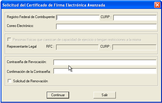 Personas Físicas Renovación en módulo: 2.- Dispositivo magnético (usb o disco compacto) con un archivo nuevo de requerimiento (extensión *.req) generado con el programa SOLCEDI.