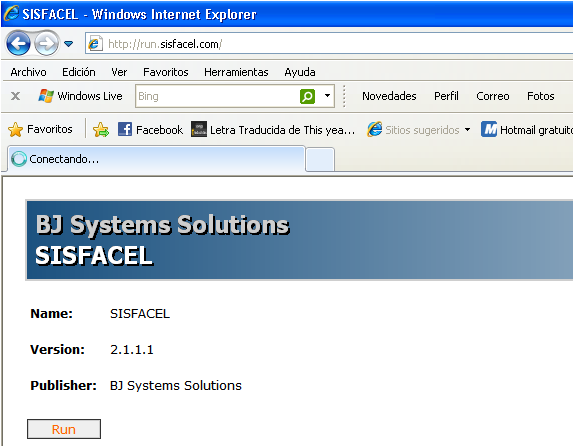 I.- ACCESO Cómo iniciar el sistema por primera vez? Abrir Internet Explorer y en la barra de direcciones ingresar la siguiente dirección: http://run.sisfacel.