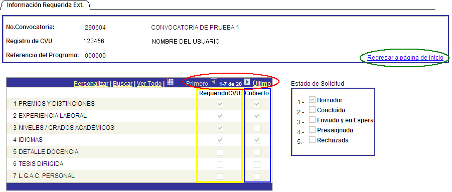 Cuando se presenta el link Incompleto indica que no posee datos en las secciones del CVU requeridas para participar en la convocatoria.