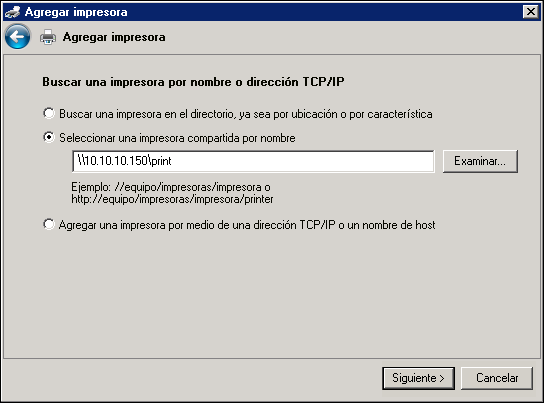 CONFIGURACIÓN DE LAS CONEXIONES DE IMPRESIÓN 28 NOTA: En el URL de la copiadora no se distingue entre mayúsculas y minúsculas. 6 Windows 2000/XP/Server 2003/Vista: Haga clic en Siguiente.