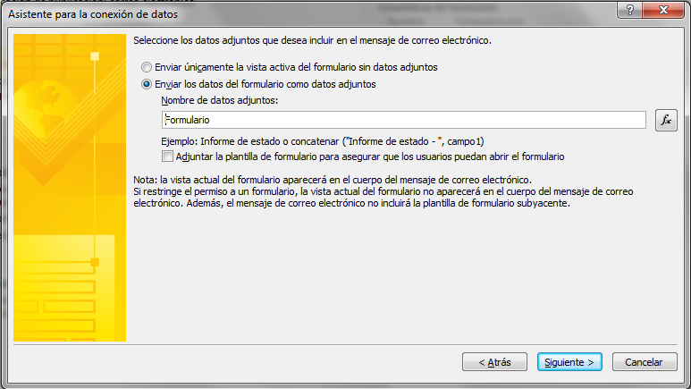 Microsoft InfoPath Designer 2010 cuando los usuarios abren el formulario, InfoPath agrega automáticamente un botón Enviar a la barra de herramientas Estándar y un comando Enviar al menú Archivo.