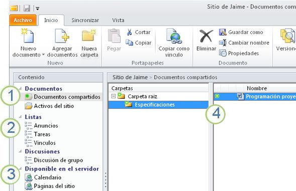 Microsoft Office SharePoint Workspace 2010 Mantenga la sincronización: puede ver todo el contenido, el calendario y los contactos mientras se encuentra en una modalidad móvil.