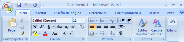 Elementos Principales de la Ventana Hay varias formas de arrancar Word: Desde el botón inicio, programas, Microsoft Office y seleccionamos, Microsoft Word 2007 Desde el icono de Word, que puede estar