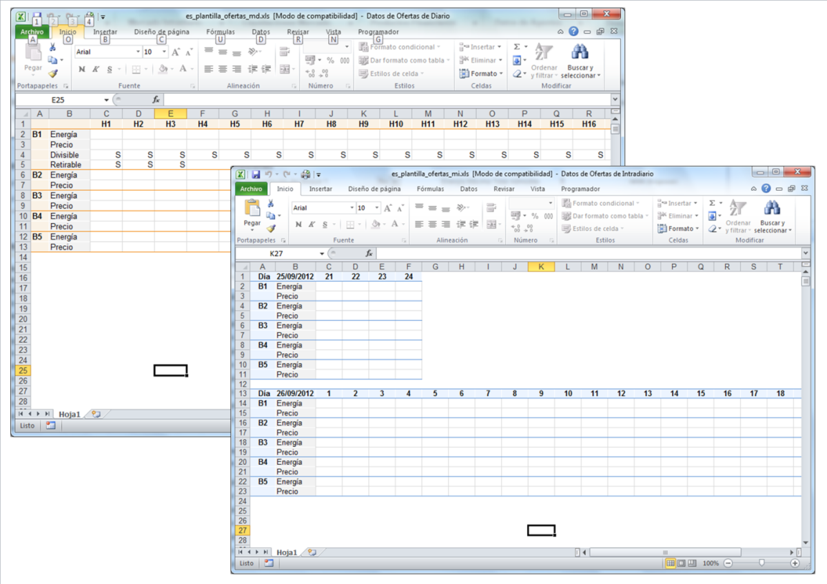 4.7 Edición de Ofertas mediante MS Excel El envío de ofertas por pantalla se ve facilitado mediante el uso de la opción de Edición de Ofertas mediante Excel.