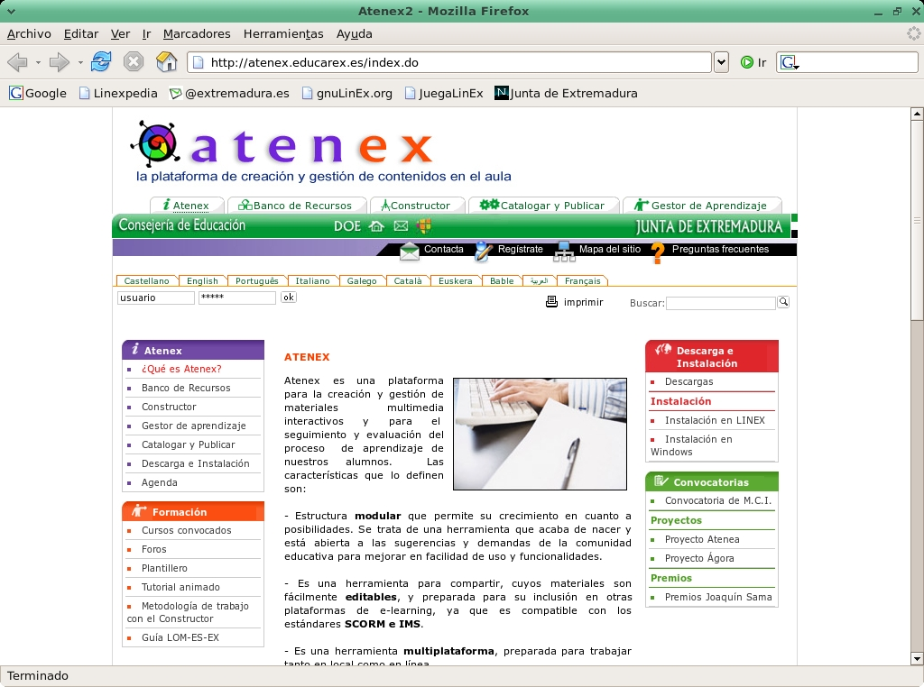 Portal de Atenex Entramos en el portal de Atenex en el que se recoge múltiple información sobre esta herramienta.