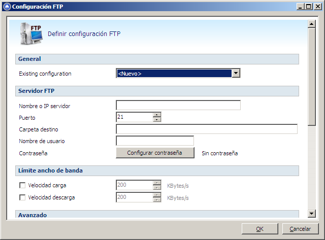 En la nueva pantalla (Figura 11), rellena los campos Nombre o IP servidor, Nombre de