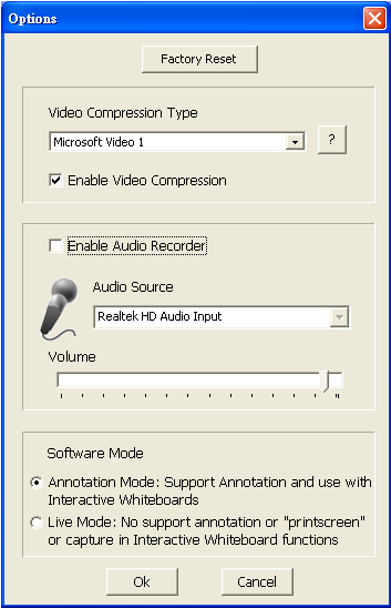 6.4 Opcional 1. Restaurar: Active la configuración predeterminada de fábrica. 2. Formato de códec para la compresión de vídeo: Ajuste el formato de vídeo.