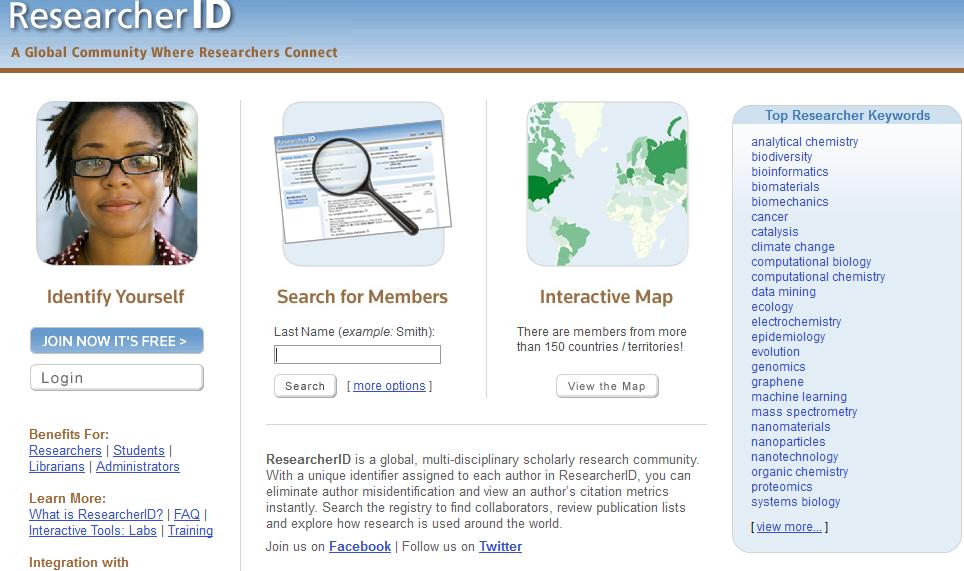 El perfil on-line de Researcher ID Registro