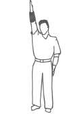 Acción simultánea (Ai-uchi) El árbitro central o lateral dobla sus brazos y los mantiene frente al cuerpo en posición horizontal, con los puños en contacto entre sí.