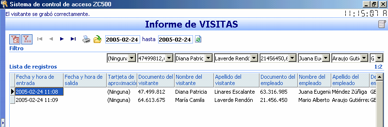 28 6.6. INFORME DE VISITAS Reporte sencillo de búsqueda de información por fecha, nombre o documento del visitante o empleado.