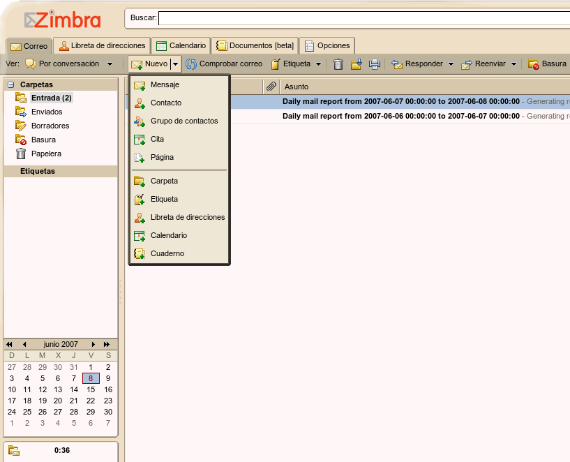 Irontec Administración de Zimbra Zimbra desde el punto de vista del usuario Herramienta de acceso a cliente Zimbra Cliente de correo