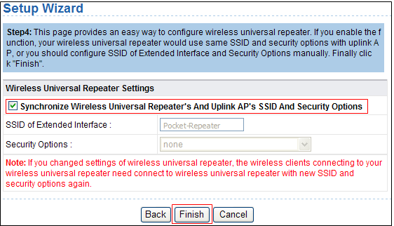 WRP300 11 Configure el repetidor con la con el mismo tipo de seguridad que tenga su red. (En la imagen se ve que en este ejemplo no hay ningún tipo de seguridad). Haga clic en Siguiente.