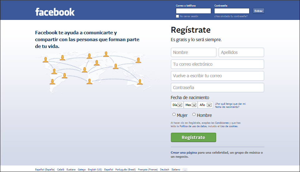 3. CUENTA FACEBOOK 3.1. COMO CREAR UNA CUENTA Facebook es la red social de más éxito en Internet.