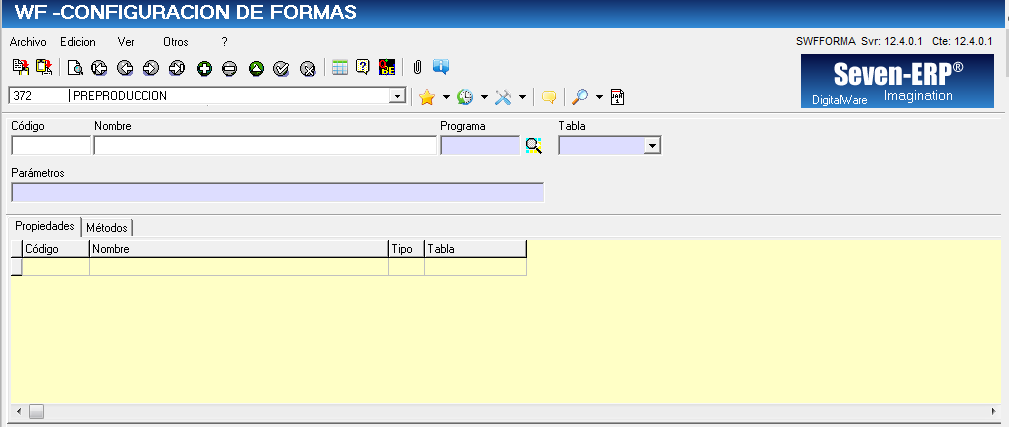 3.1 SWfForma - Configuración De Formas Este programa permite definir qué programas del sistema serán utilizados en el modulo de Work Flow para la parametrización de los