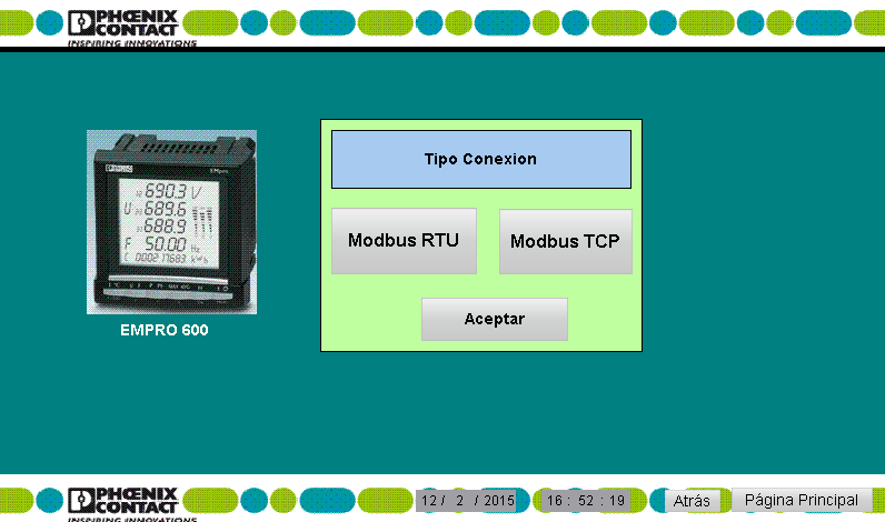 3.4.2 Empro 600 Analizador de redes conectado bien por via Modbus TCP o via Modbus RTU.