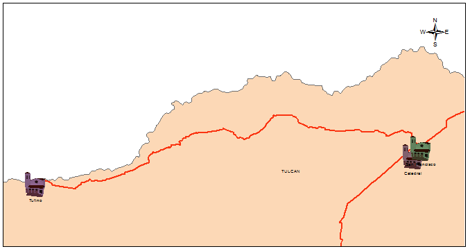 Mapa 3: Recorrido Tulcán - Tufiño Elaborado por Johana Morillo.