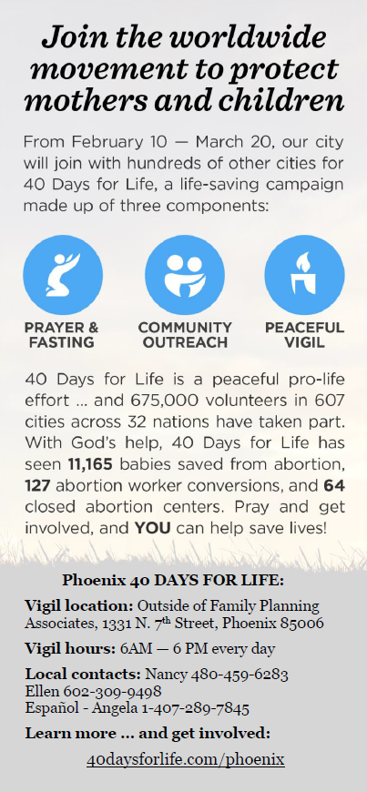 Join us in praying outside the Planned Parenthood* on these upcoming dates: Fr.