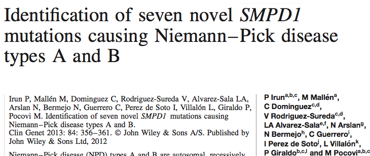 Sospechamos de una Niemann Pick B cuál es el siguiente paso? 2. Diagnóstico genético.