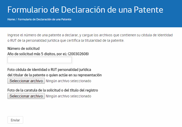 4. Declarar una Patente El primer paso para publicar una patente es que el usuario con perfil Vendedor haga la declaración de la misma.