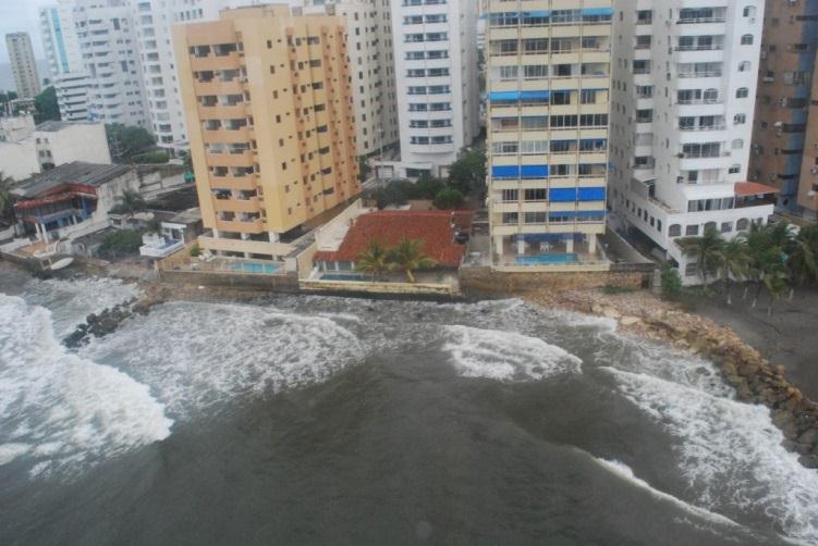 Comparación del nivel del mar en Bocagrande Marzo de 2007 Mayo de 2014 El 59,74% del