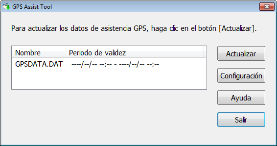GPS Reducción del tiempo necesario para el posicionamiento Uso de GPS Assist Tool Inicie GPS Assist Tool en el ordenador. Windows: Haga doble clic en [GPSASIST.
