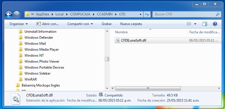 El Sistema entonces mostrará un mensaje de confirmación de la importación. Pasos a seguir con PAC LunaSoft 1. Debe tomar el archivo CFDILunaSoft.dll de la carpeta C:\Program Files\COMPUCAJA\COMPUCAJA.