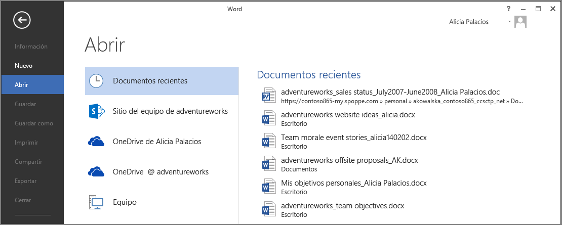 Word, Excel y PowerPoint Tanto si empieza desde su escritorio como si lo hace en línea con Office 365, puede crear cualquier tipo de documento (documento de Word, libro de Excel o presentación de