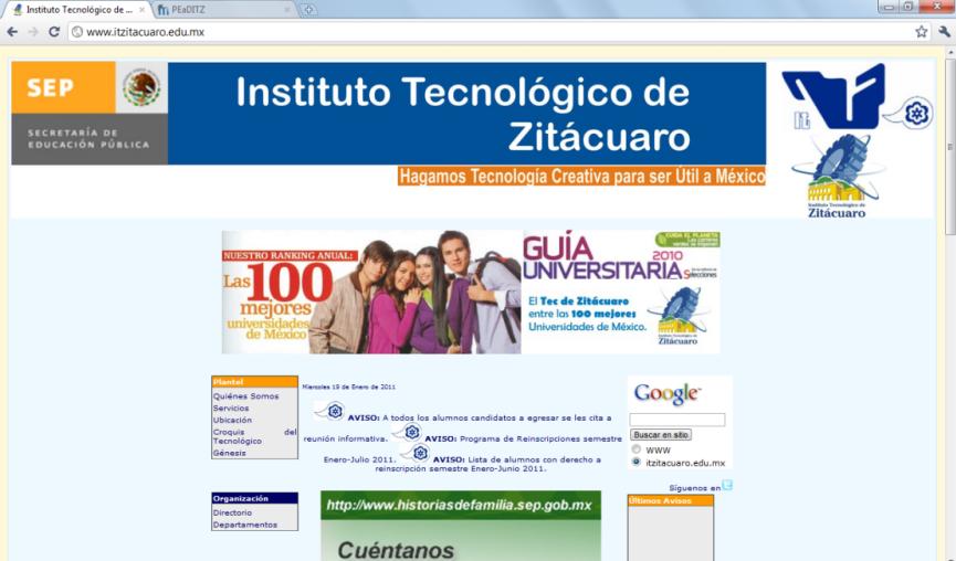CENTRO DE CÓMPUTO Sitio Web del Instituto Tecnológico de Zitácuaro Banner Informativo. 44 boletines informativos. 55 avisos de las diferentes áreas.