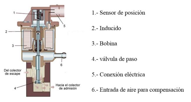 Figura 16. Partes internas de una válvula EGR Fuente: (Jimenes, 2014) 2.9.