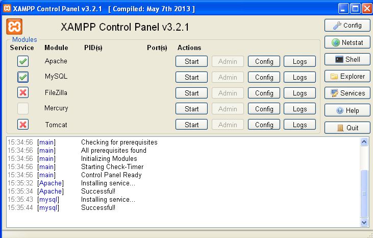 CONFIGURANDO CONTROL DE PANEL 1. Tendremos que ir a Inicio = > Todos los programas => XAMPP => XAMPP Control Panel 2.