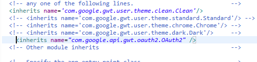 GWT- Para usar la librería en nuestro proyecto: 1. Descargamos el jar de la librería: https://code.google.com/p/gwt-oauth2/downloads/detail?name=gwtoauth2-0.2-alpha.jar&can=2&q= 2.