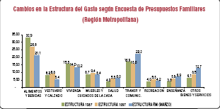 En la década 1978-1987 el gasto en Alimentación era notoriamente el más importante en las pautas de consumo de los hogares del Gran Santiago (32,9%).