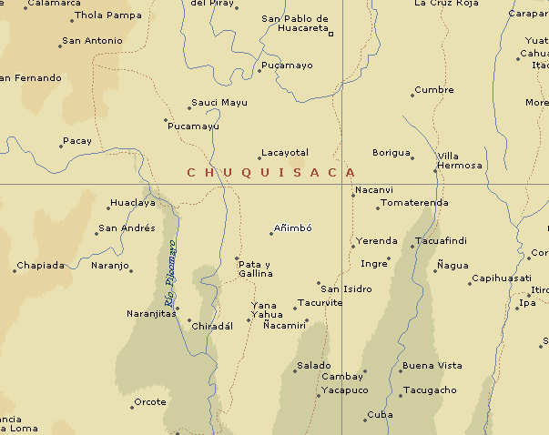 Potenciales Sitios en Bolivia Comunidades concentradas del Chaco Bolivianos, por ejemplo Añimbo y Huacaya en el departamento de Chuquisaca.