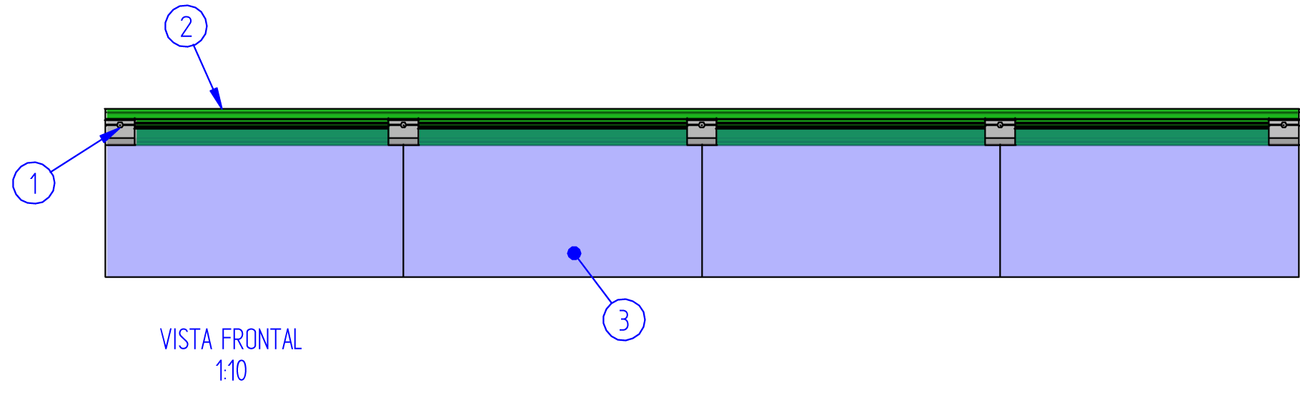 Fig. 1: Composición con diferentes medidas de vidrio Gracias al diseño de los perfiles, podemos usar diferentes espesores de cristales (de 6 a 12 mm), lo que nos proporciona una gran variedad de