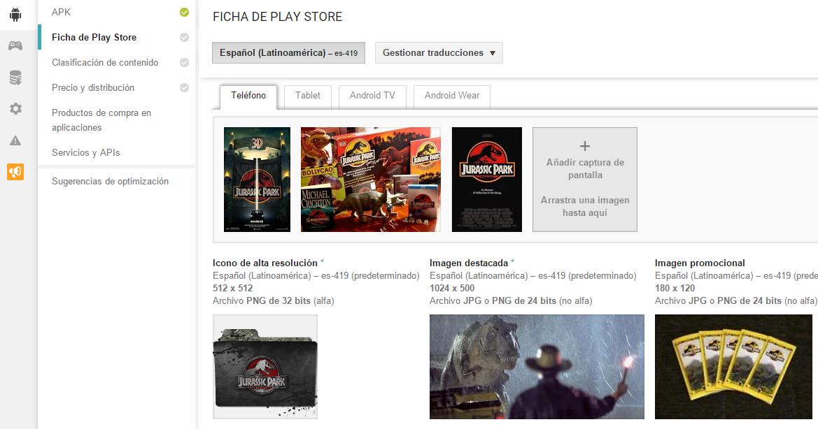 7 Completar Ficha de Play Store con la info,