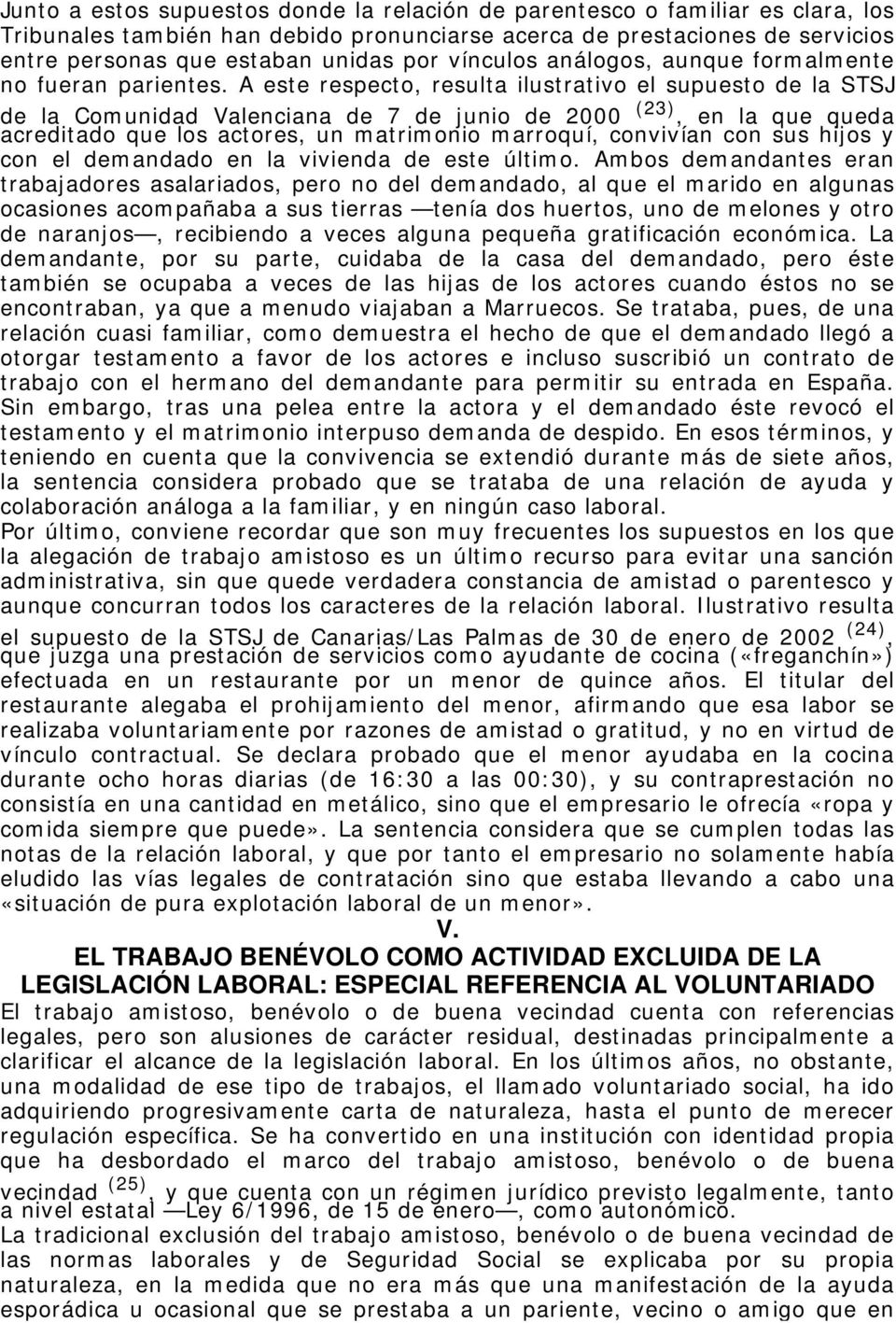 A este respecto, resulta ilustrativo el supuesto de la STSJ de la Comunidad Valenciana de 7 de junio de 2000 (23), en la que queda acreditado que los actores, un matrimonio marroquí, convivían con