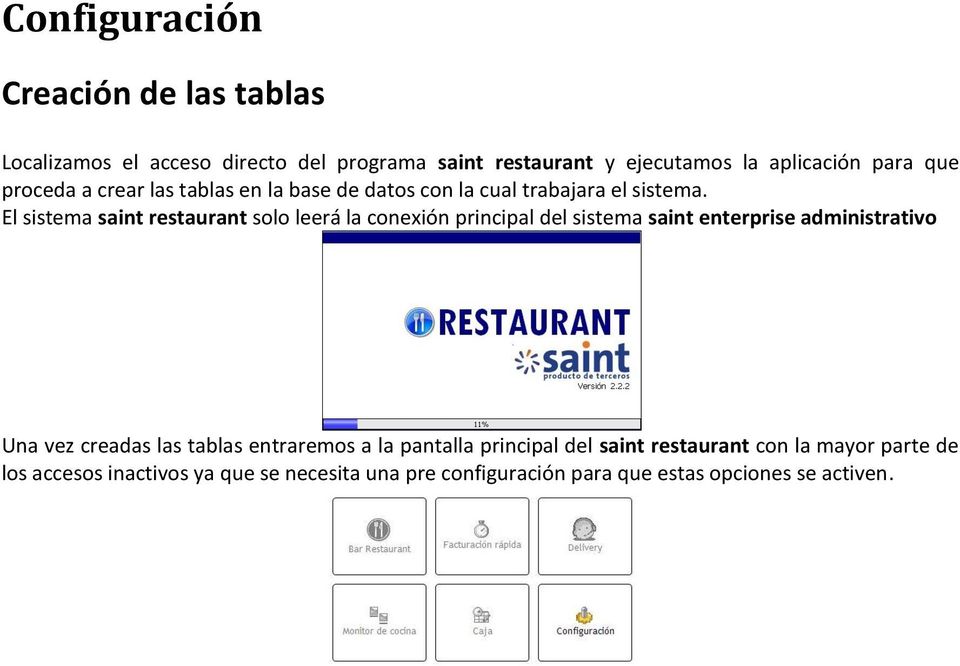 El sistema saint restaurant solo leerá la conexión principal del sistema saint enterprise administrativo Una vez creadas las
