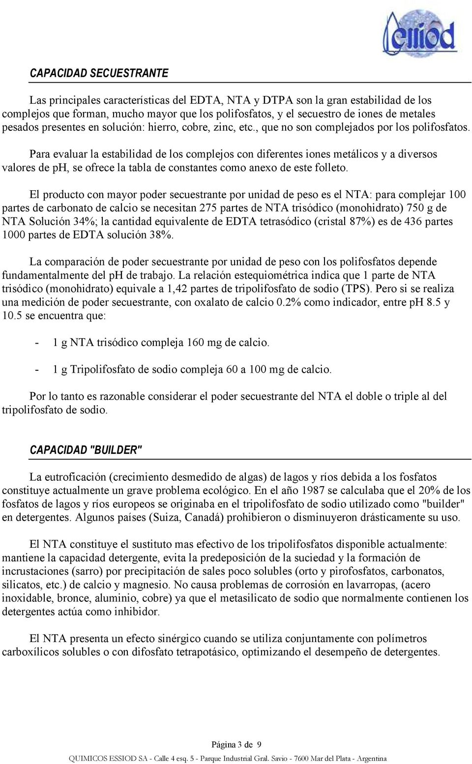 LOS AGENTES QUELANTES EN LA INDUSTRIA DE PRODUCTOS DE LIMPIEZA - PDF Free  Download