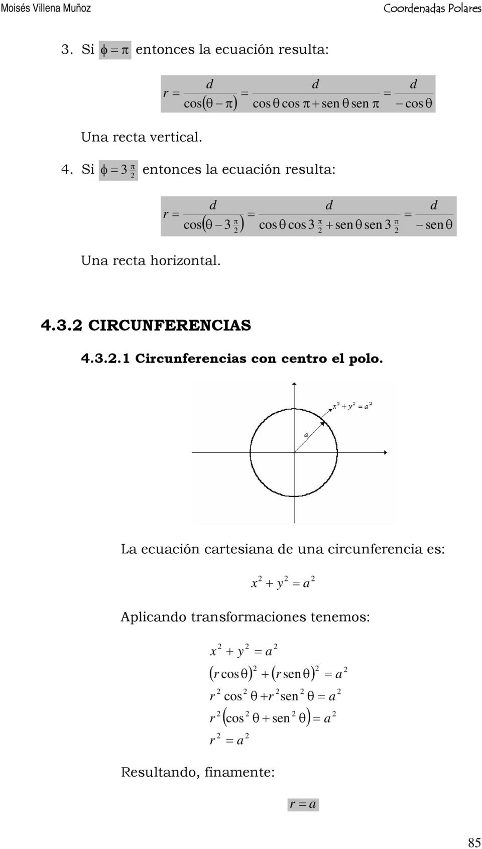 3..1 Circunferencias con centro el polo.