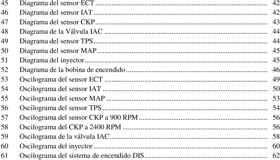 .. 46 53 Oscilograma del sensor ECT... 49 54 Oscilograma del sensor IAT... 50 55 Oscilograma del sensor MAP... 53 56 Oscilograma del sensor TPS.