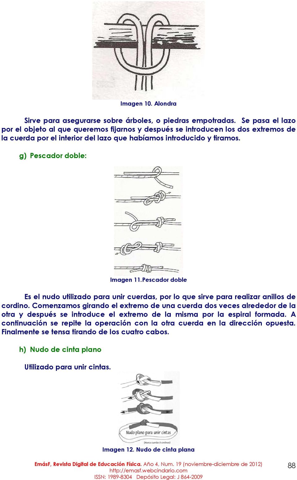 g) Pescador doble: Imagen 11.Pescador doble Es el nudo utilizado para unir cuerdas, por lo que sirve para realizar anillos de cordino.
