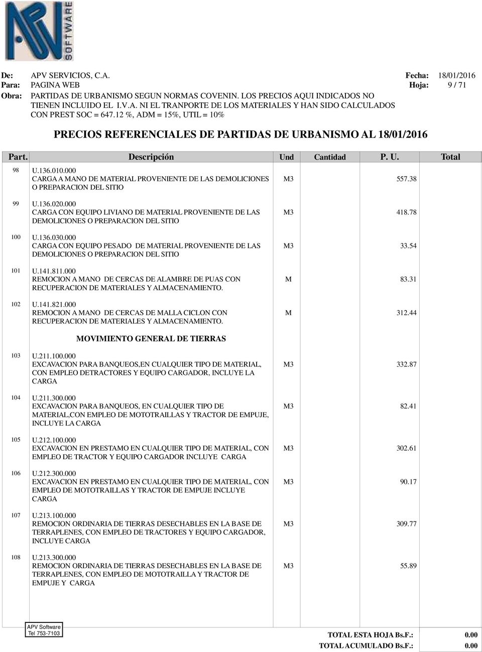 000 REMOCION A MANO DE CERCAS DE ALAMBRE DE PUAS CON RECUPERACION DE MATERIALES Y ALMACENAMIENTO. U.141.821.