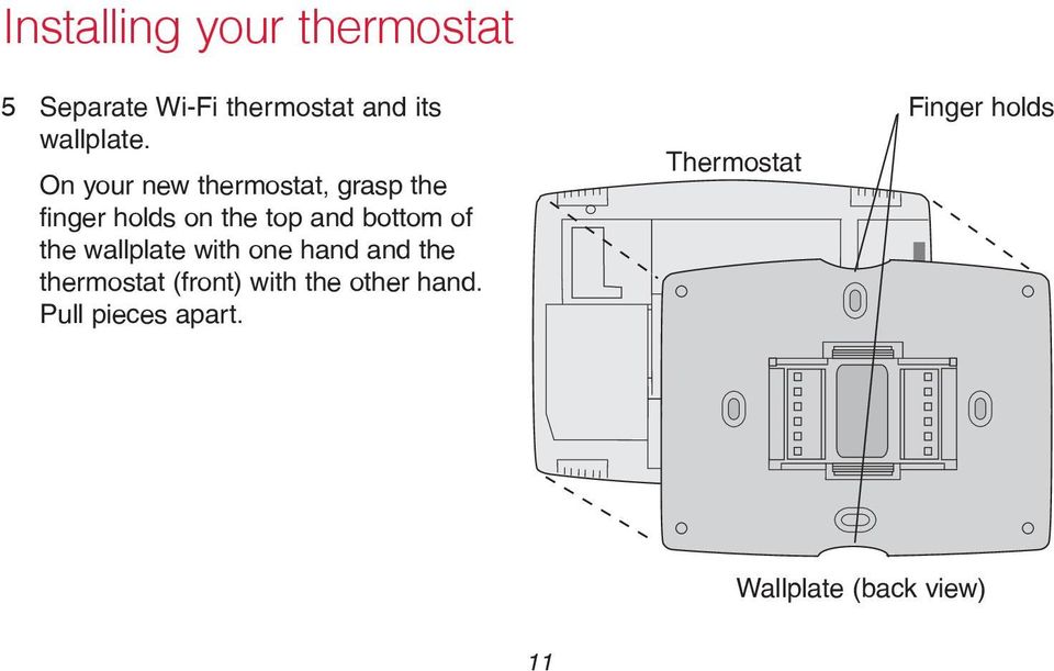wallplate with one hand and the thermostat (front) with the other hand.