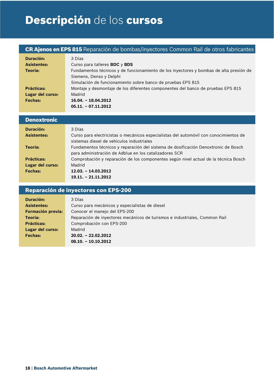 815 Madrid Fechas: 16.04. 18.04.2012 05.11.