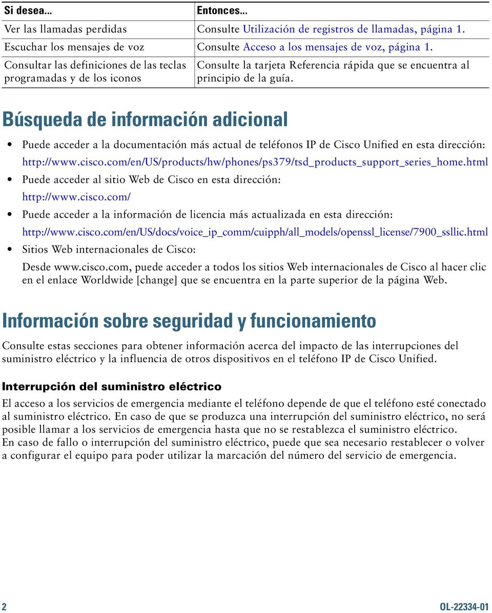 Búsqueda de información adicional Puede acceder a la documentación más actual de teléfonos IP de Cisco Unified en esta dirección: http://www.cisco.