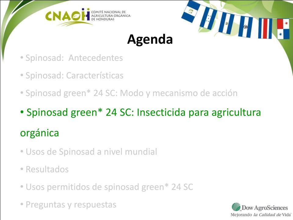 Insecticida para agricultura orgánica Usos de Spinosad a nivel