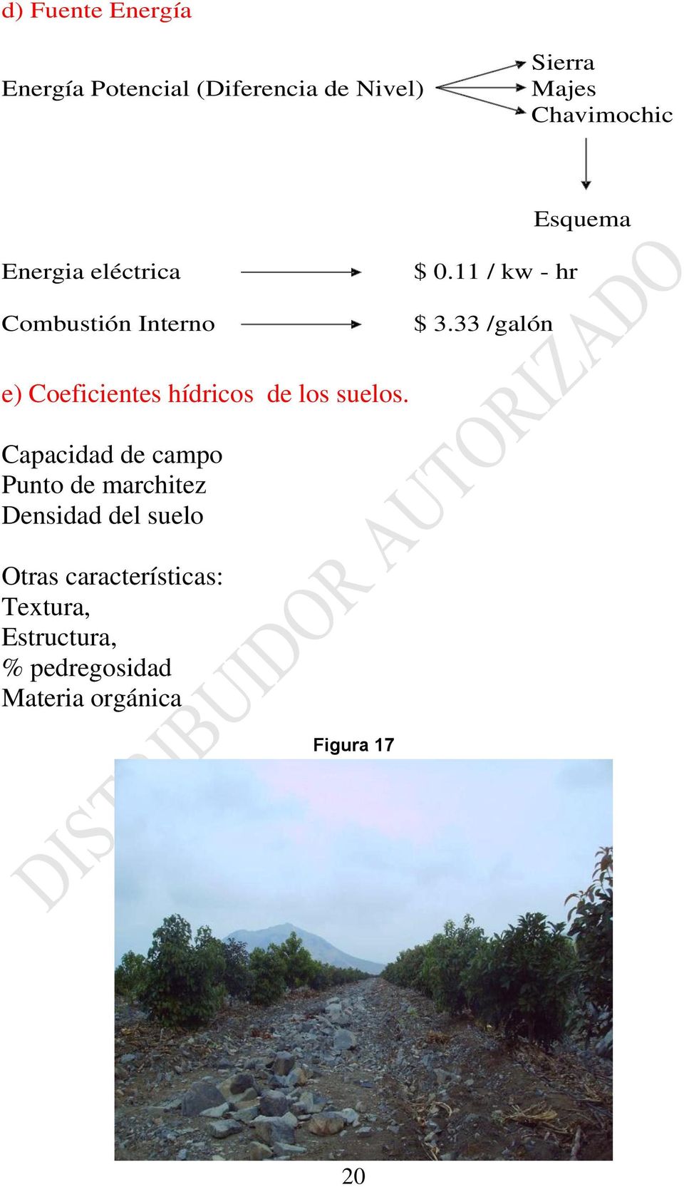 33 /galón e) Coeficientes hídricos de los suelos.