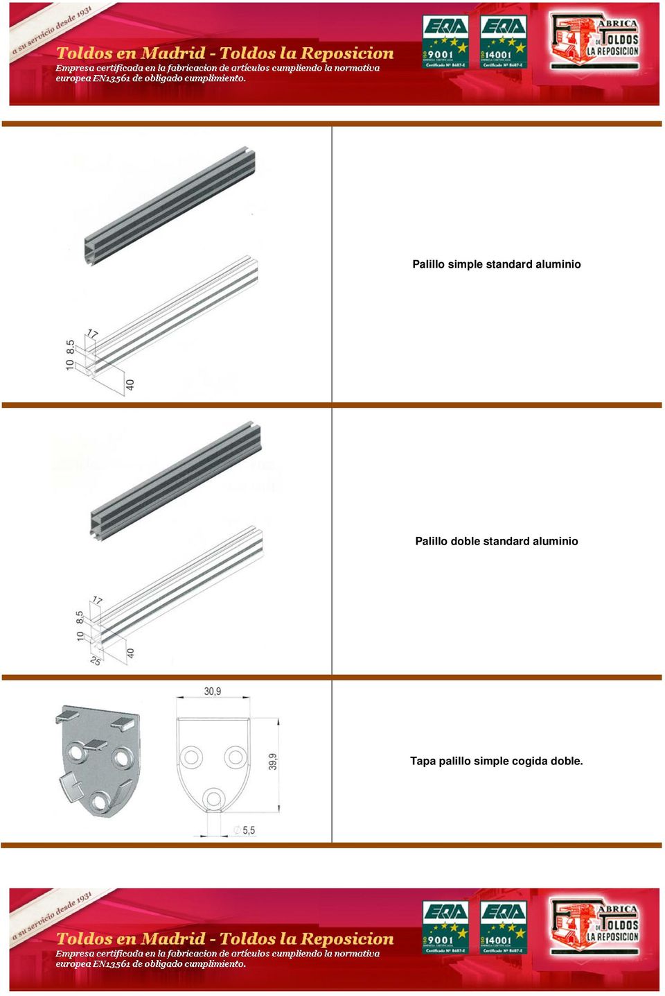 standard aluminio Tapa