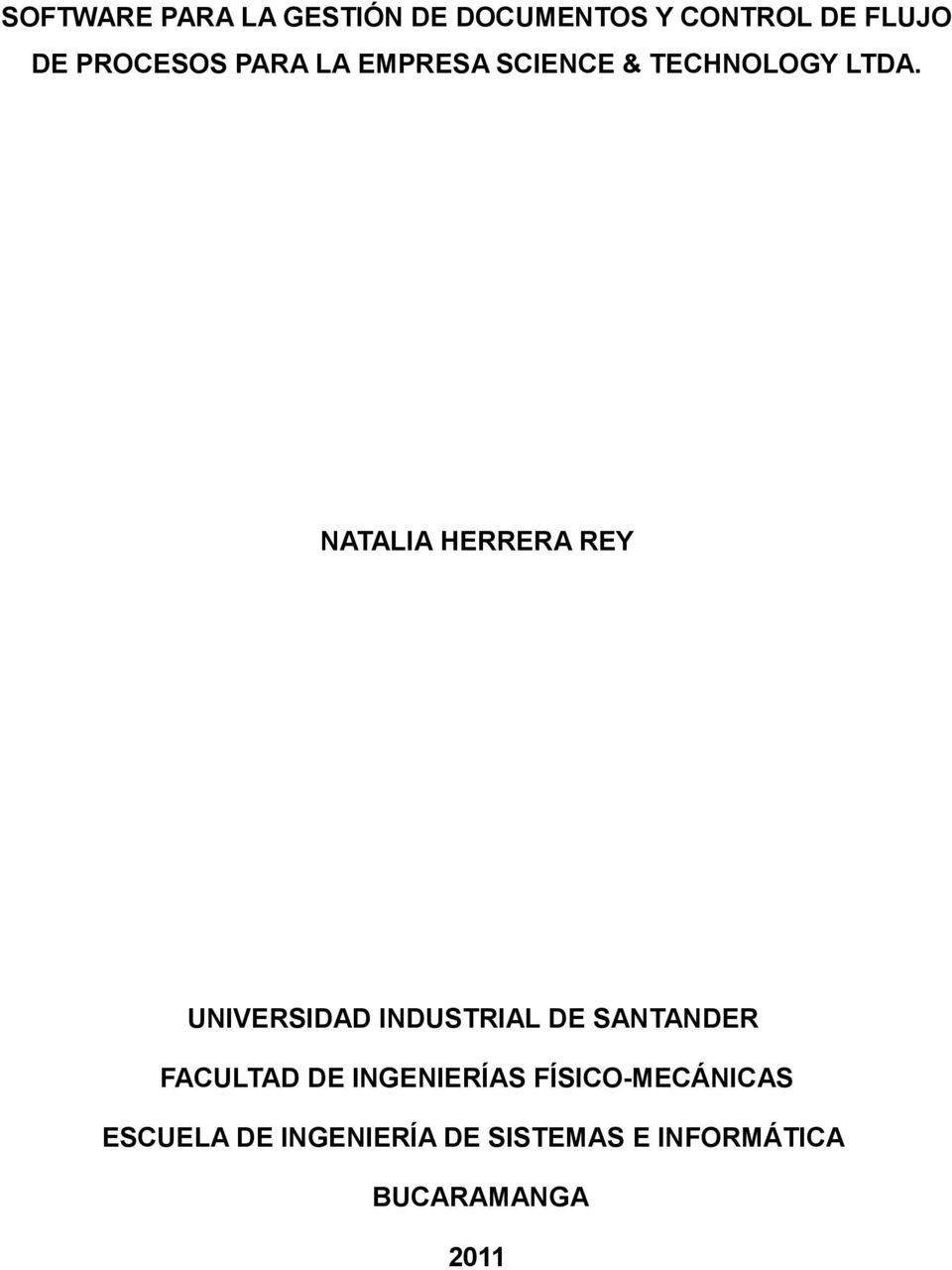 NATALIA HERRERA REY UNIVERSIDAD INDUSTRIAL DE SANTANDER FACULTAD DE